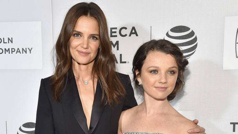 Katie Holmes and Stefania LaVie Owen posing