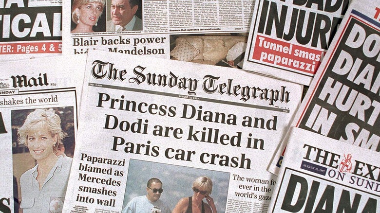 An assortment of newspaper headlines from the day Princess Diana died