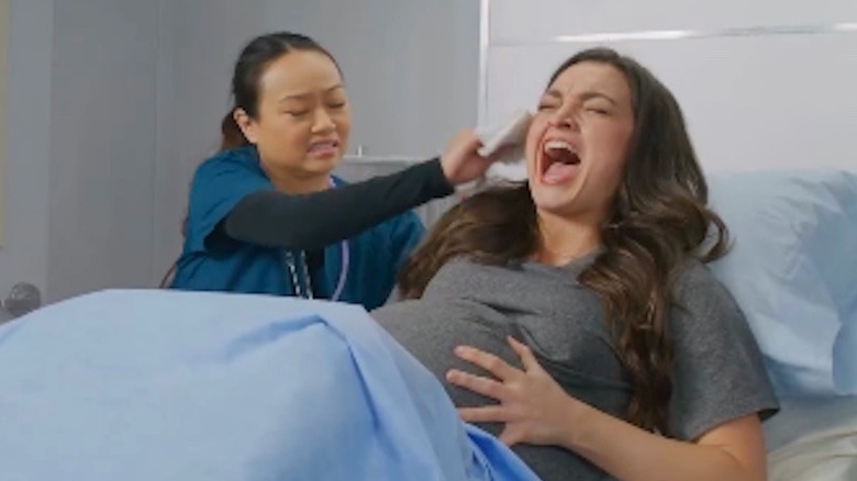 Lauren LaVera giving birth in promo video for The Fetus