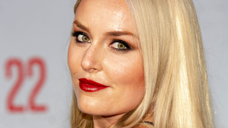 Lindsey Vonn wearing red lipstick