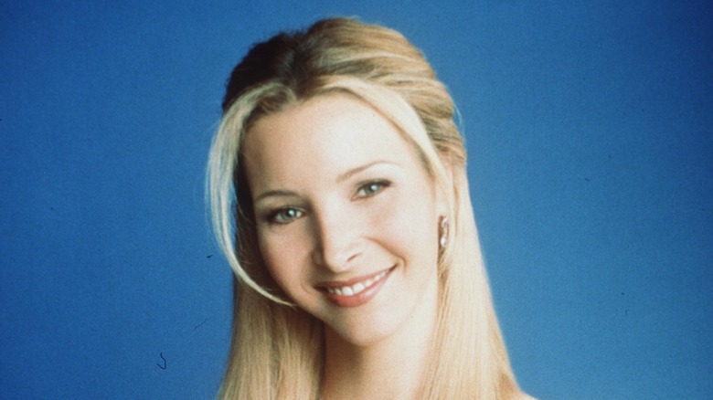 Lisa Kudrow on a blue background