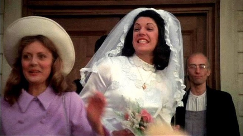 Hilary Farr playing a bride in The Rocky Horror Picture Show