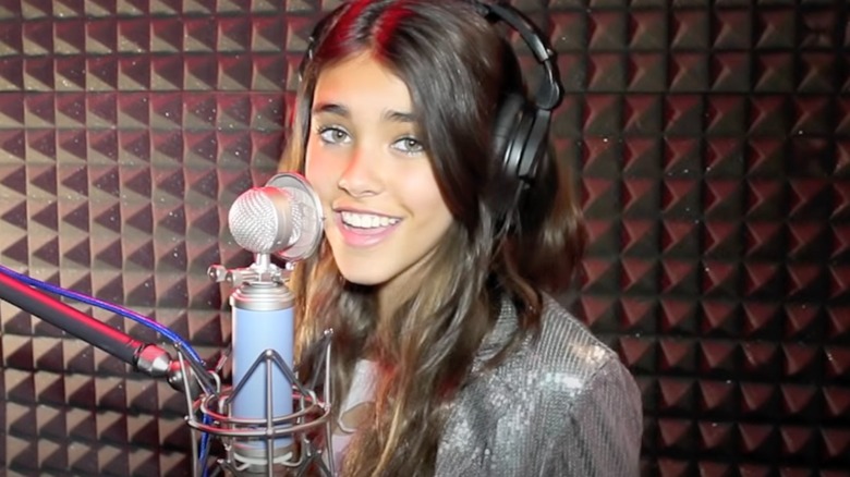 Madison Beer singing At Last in studio