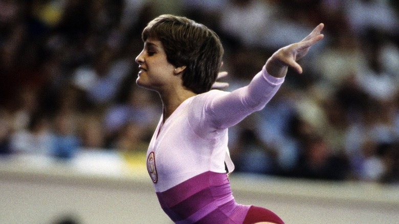 Mary Lou Retton in pink leotard