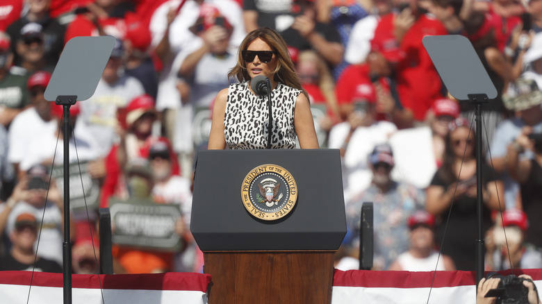 Melania Trump delivering a speech