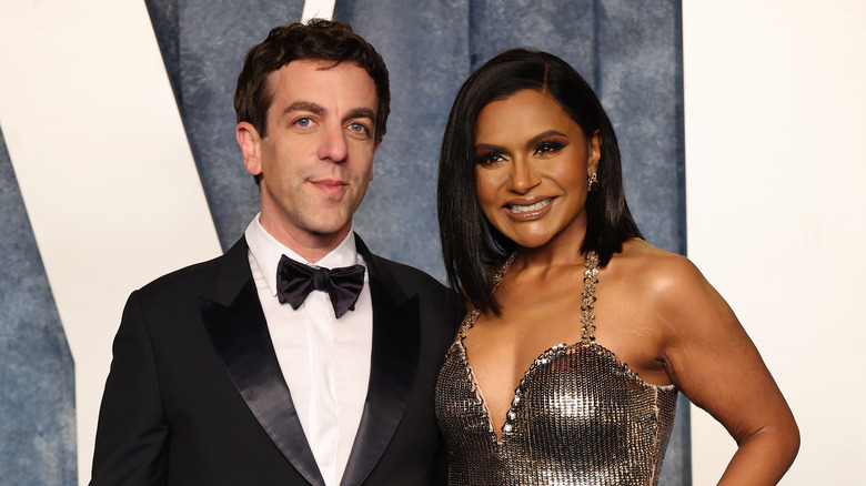 BJ Novak posing with Mindy Kaling 