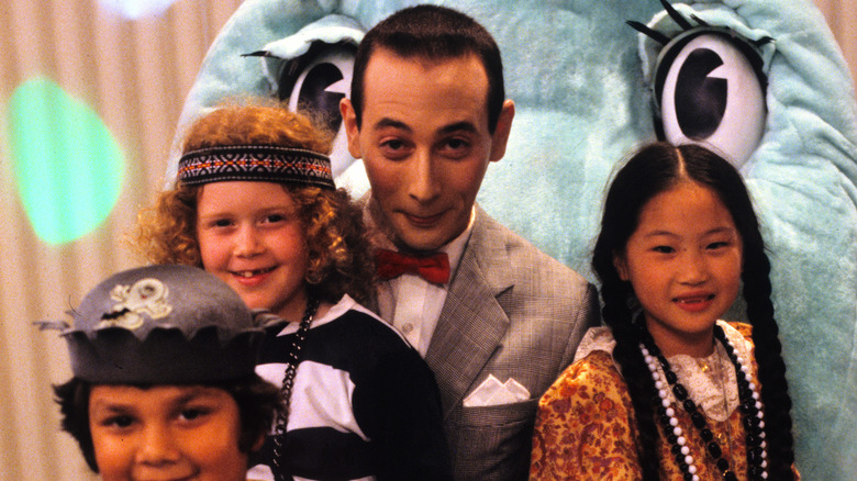 Natasha Lyonne with Paul Reubens and others on the set of Pee-Wee's Playhouse