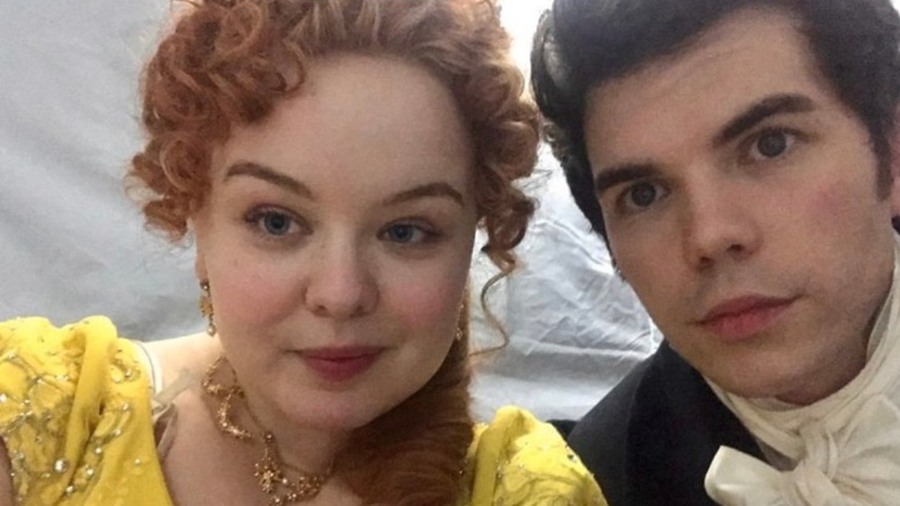 Nicola Coughlan in a Bridgerton selfie with a co-star