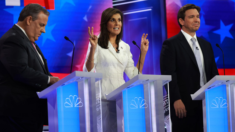 Chris Christie, Nikki Haley, and Ron DeSantis debating