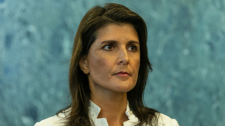 Nikki Haley looking pensive