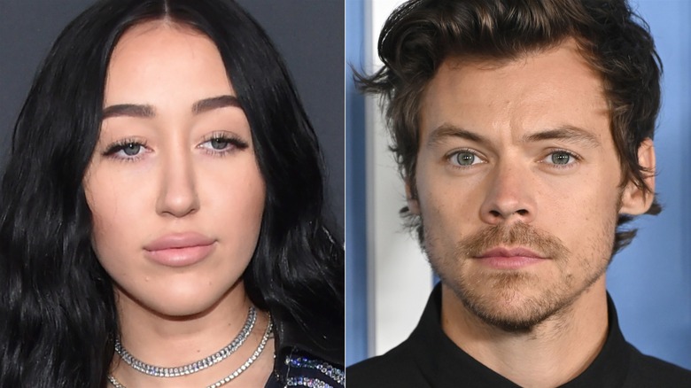 A split image of Noah Cyrus and Harry Styles