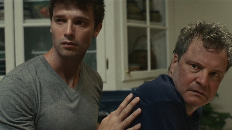 Patrick Schwarzenegger and Colin Firth in "The Staircase"