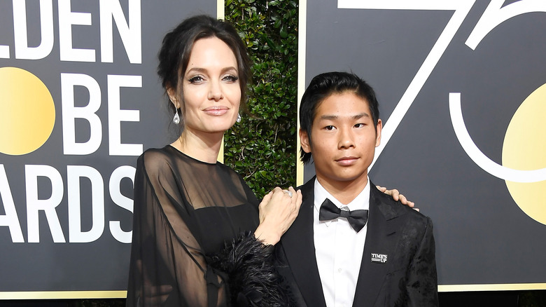 Angelina Jolie, Pax at Golden Globes 