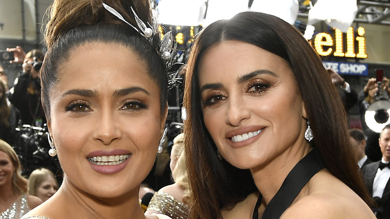 Close up of Salma Hayek and Penelope Cruz