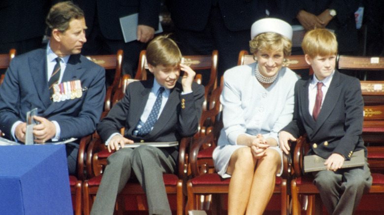 Young Prince William with his brother and parents