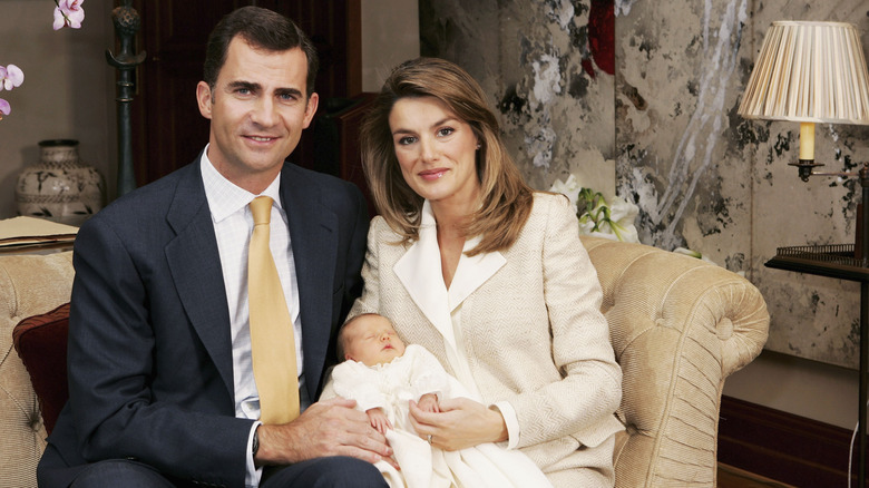 Baby Leonor with her parents Felipe and Letizia 