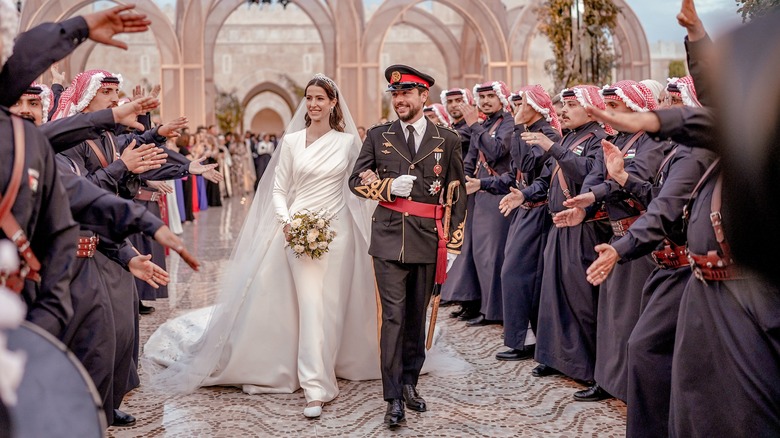 Princess Rajwa and Prince Hussein on their wedding day