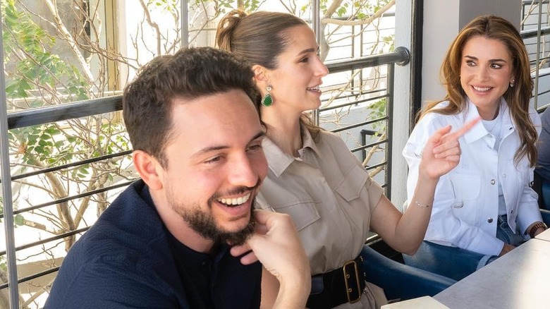 Crown Prince Hussein and Rajwa with Queen Rania