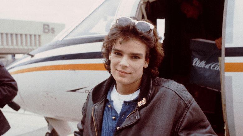 Princess Stephanie by a plane