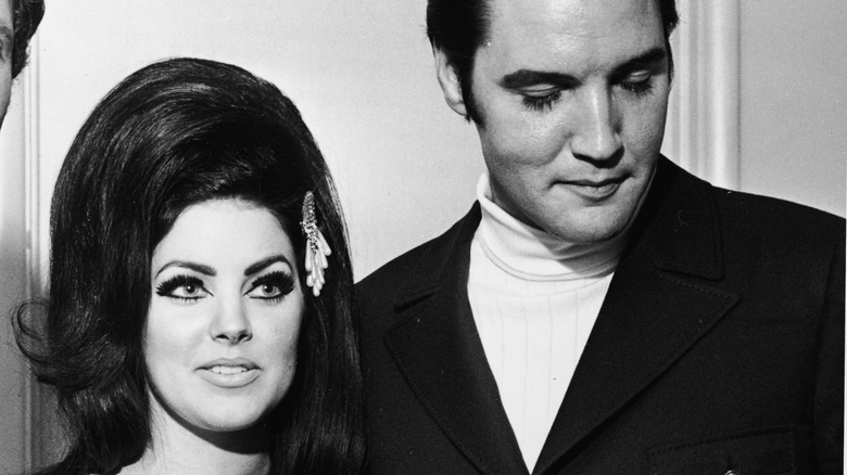 Priscilla Presley posing with Elvis