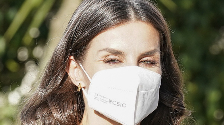 Queen Letizia in a mask 