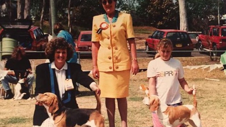 young Rebel Wilson with a dog