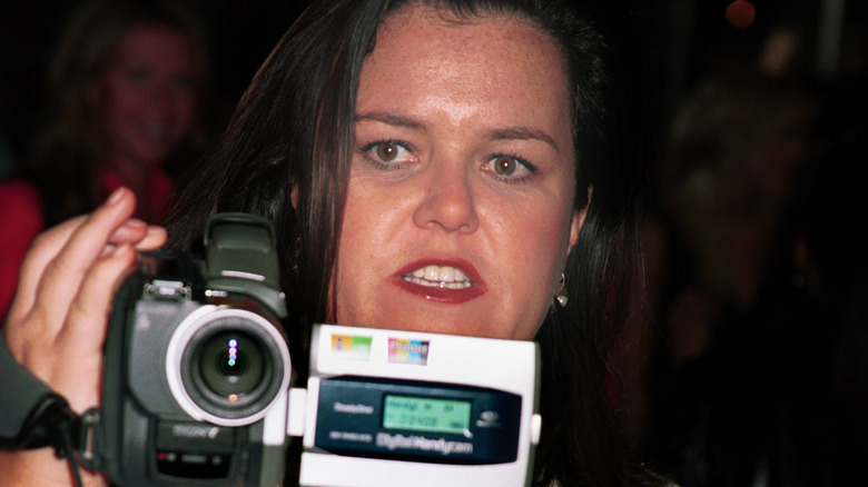 Rosie O'Donnell holding a video camera, early 2000s