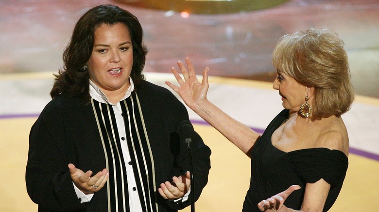 Rosie O'Donnell and Barbara Walters on stage