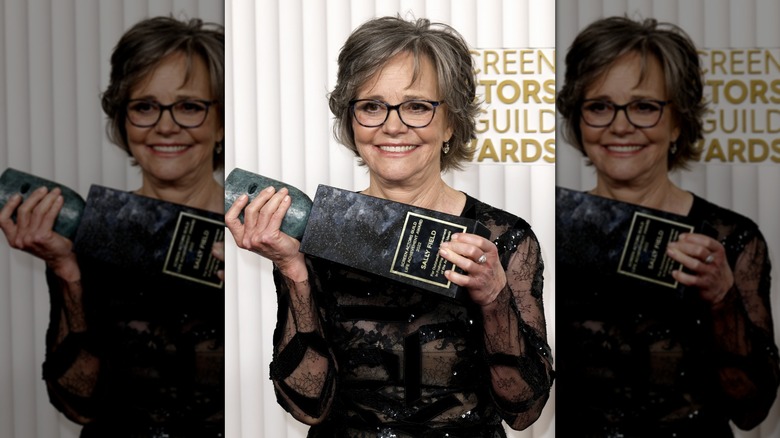 Sally Field holding SAG Award in 2023