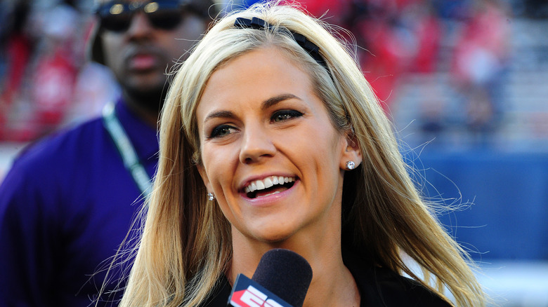 Samantha Ponder smiling on a football field