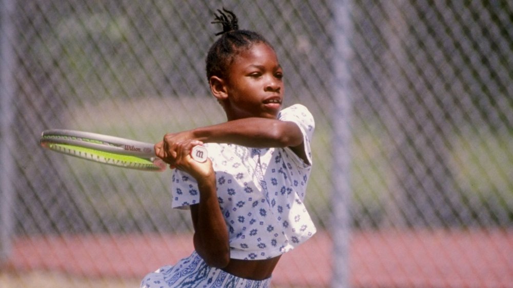 Serena Williams playing tennis in 1992