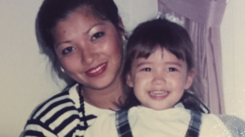 young Shay Mitchell with mom