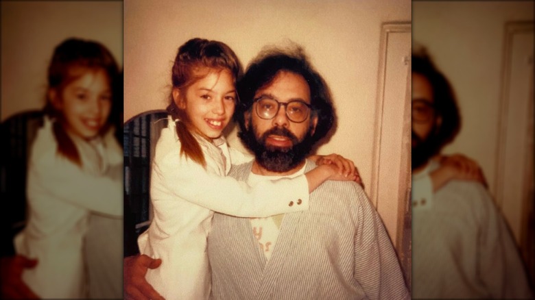 A young Sofia Coppola with dad