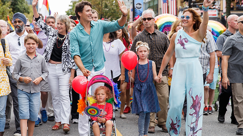 Sophie Grégoire and Justin Trudeau with family