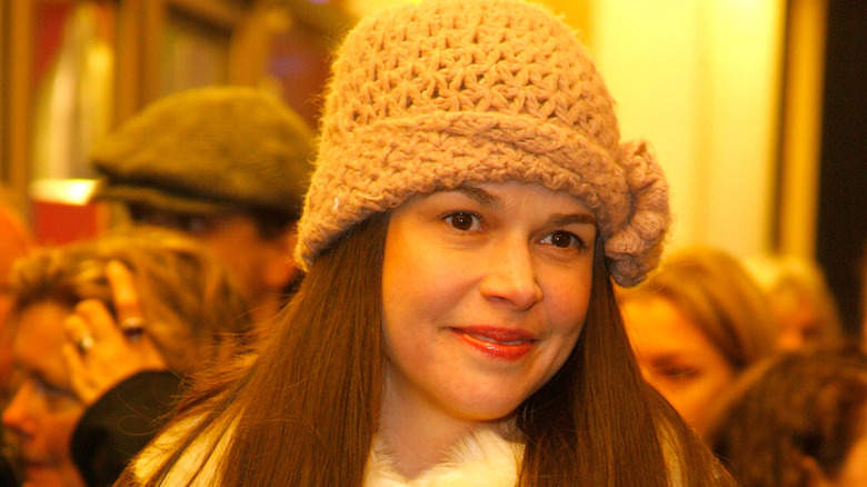 Sutton Foster in a winter hat