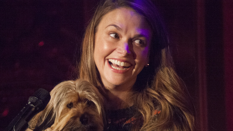 Sutton Foster with a dog