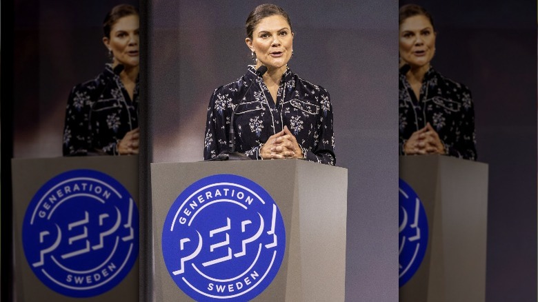 Crown Princess Victoria giving speech