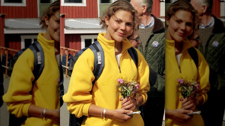 Young Crown Princess Victoria with backpack