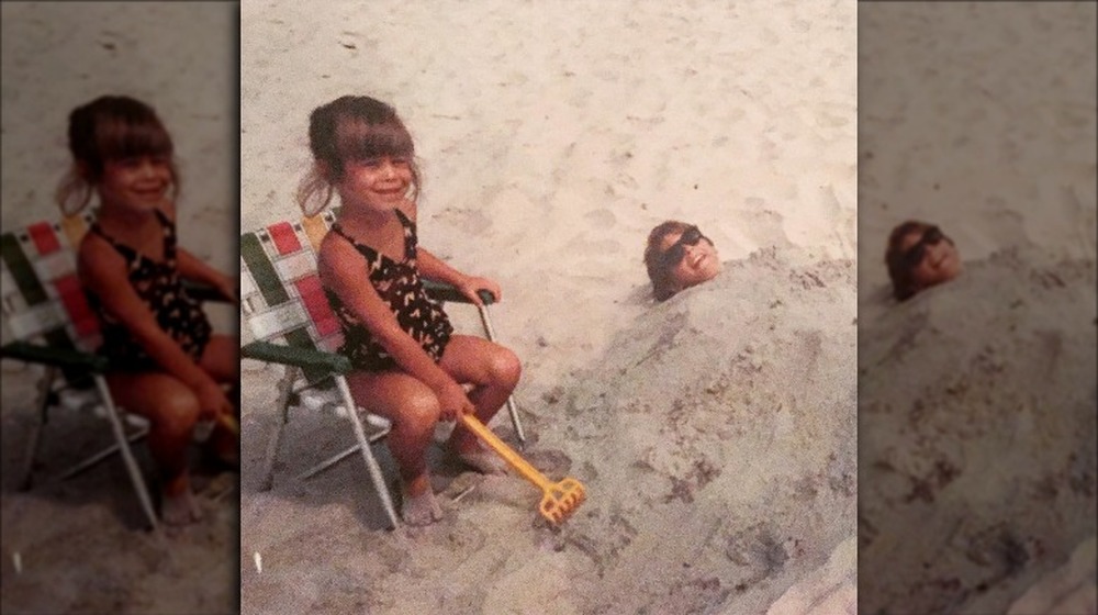 Young Tara Lipinski at the beach