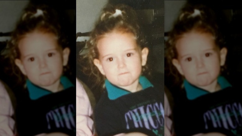 A young Milana Vayntrub, her mother