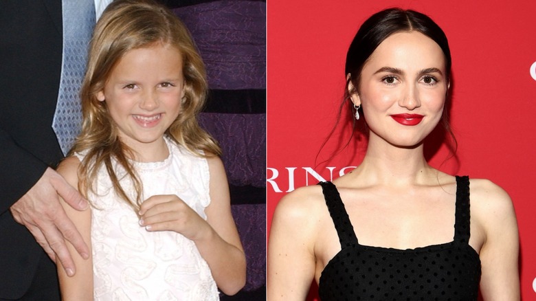 (L) Maude Apatow at the "The 40 Year-Old Virgin" premiere in 2005; (R) Maude Apatow at the 2025 Clarins ICONS Event