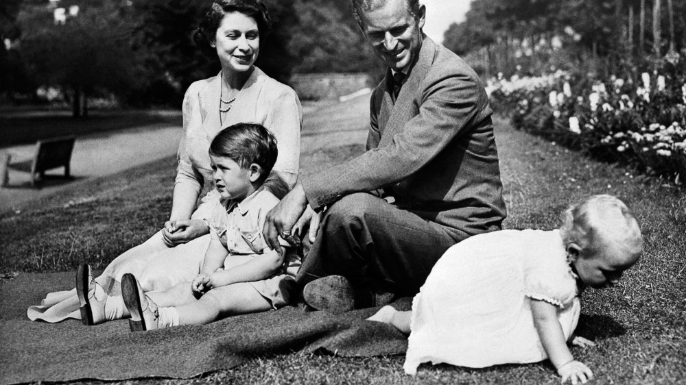 Princess Anne, Prince Charles, Prince Philip, and Queen Elizabeth