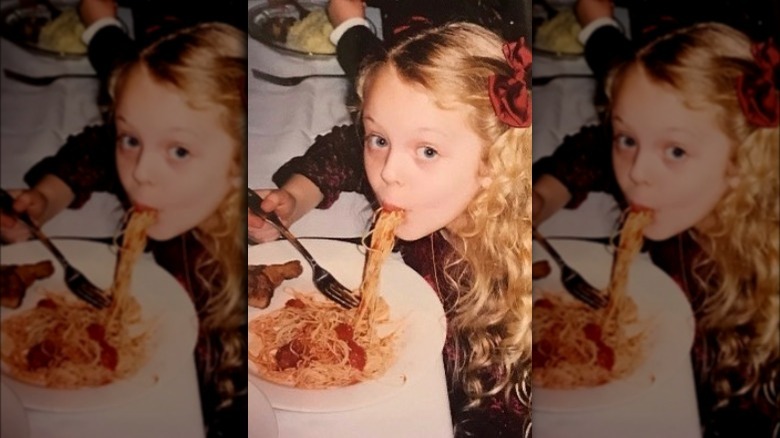 young Tiffany Trump at dinner