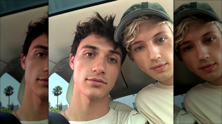 Jacob Bixenman and Troye Sivan in a car