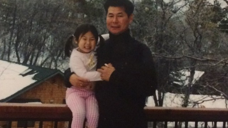 Young Chloe Kim, dad outside