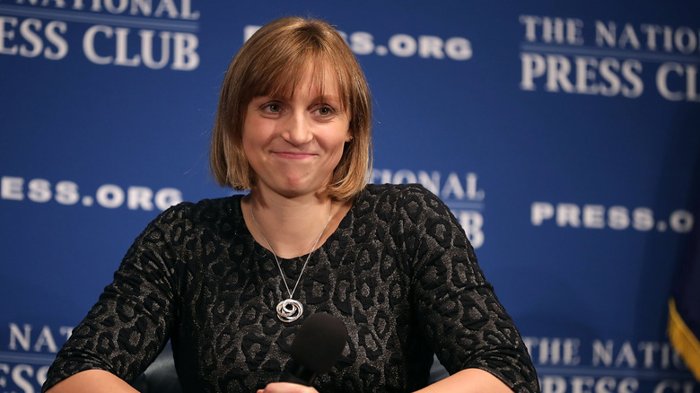 Katie Ledecky announcing she was turning pro at the National Press Club