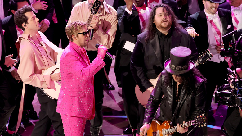 Wolfgang Van Halen performing with Slash and Ryan Gosling at the Oscars