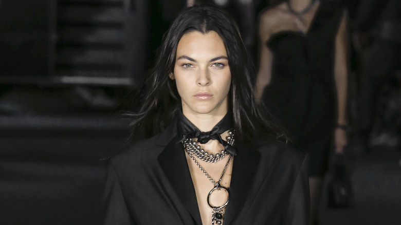 Vittoria Ceretti walking the runway at Alexander Wang fashion show in 2017