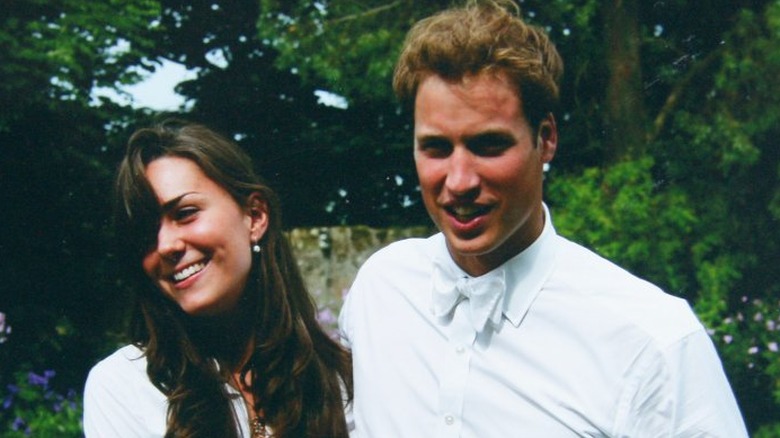 Prince William and Kate Middleton wearing white