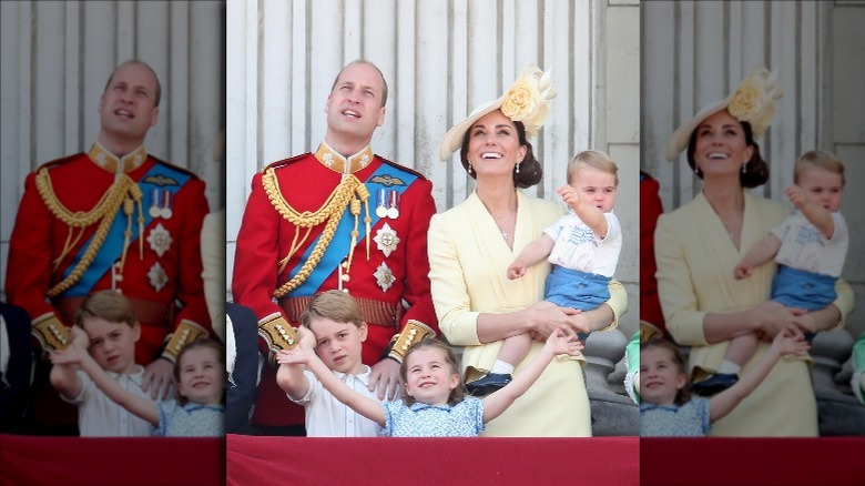 Prince William and Kate Middleton with their kids at Trooping the Colour